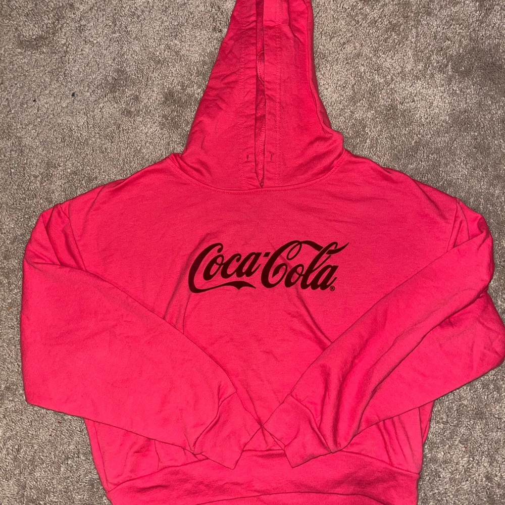 Red/Pink hooded Coca-Cola Sweatshirt size X-Large, kids